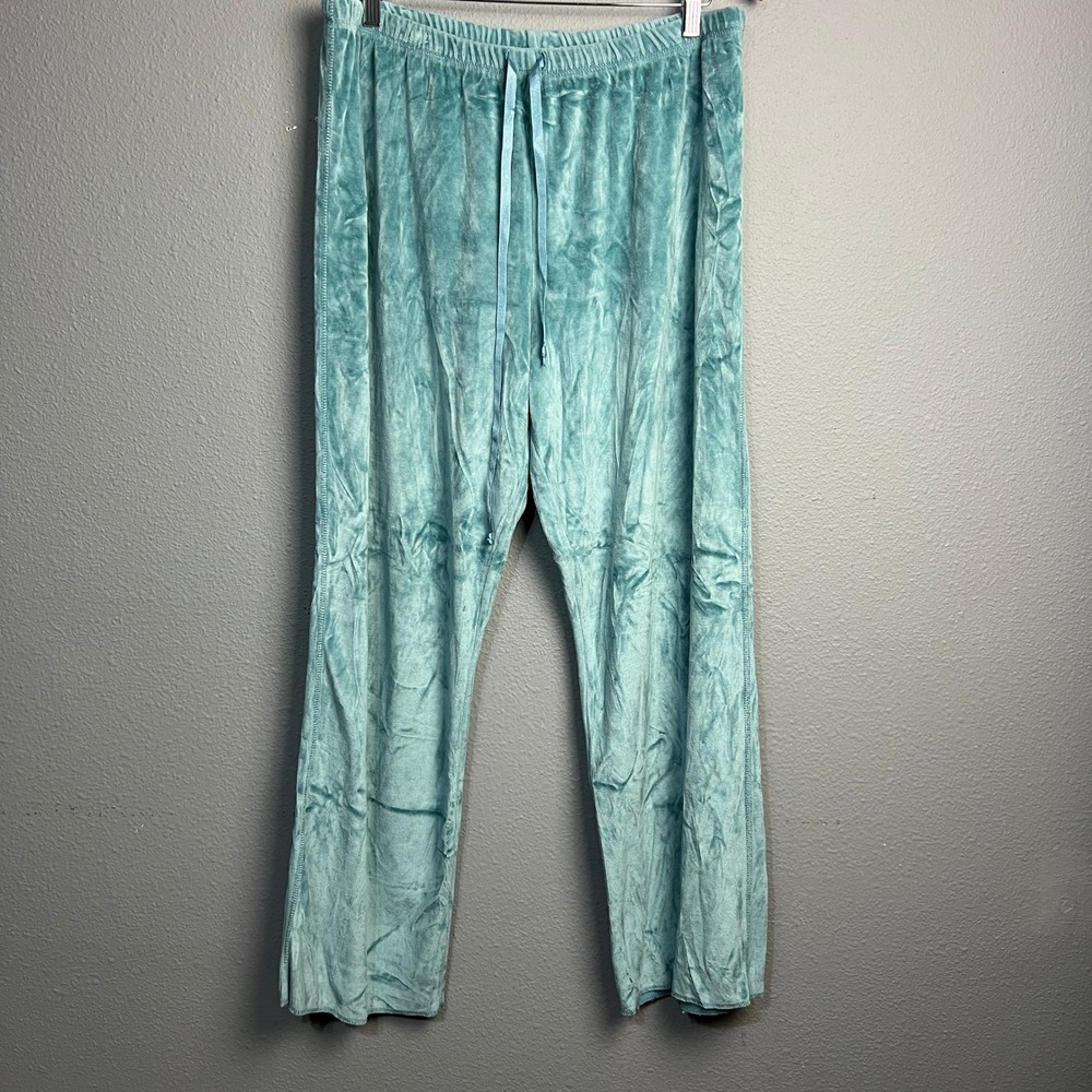 Anne Lewin New York XL Velour Lounge Pants Drawstring Waist Teal‎ Blue Comfy